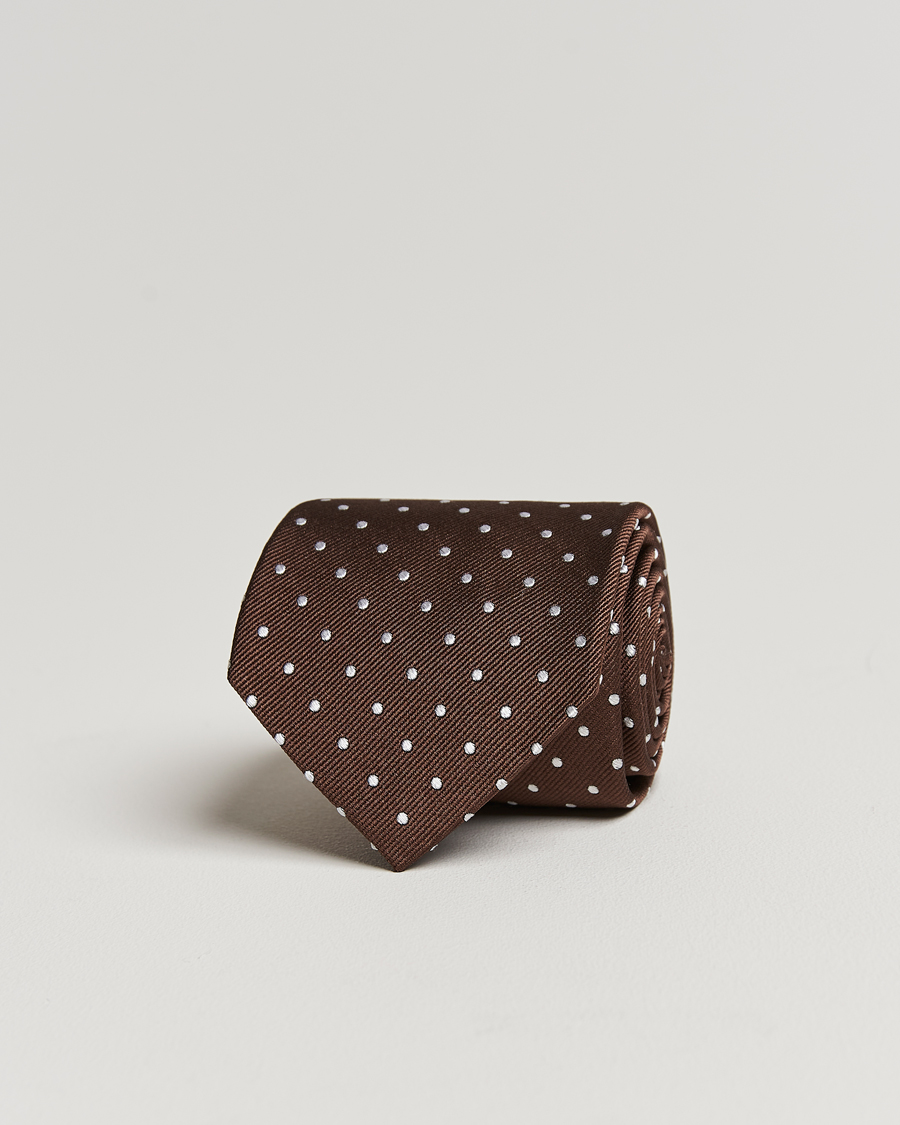Herre | Slips | Amanda Christensen | Dot Classic Tie 8 cm Brown/White