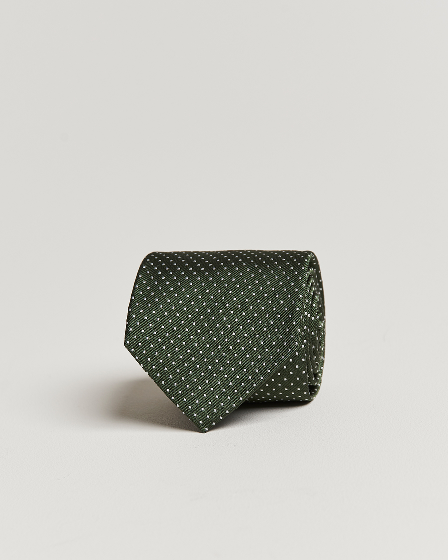 Herre | Slips | Amanda Christensen | Micro Dot Classic Tie 8 cm Olive/White