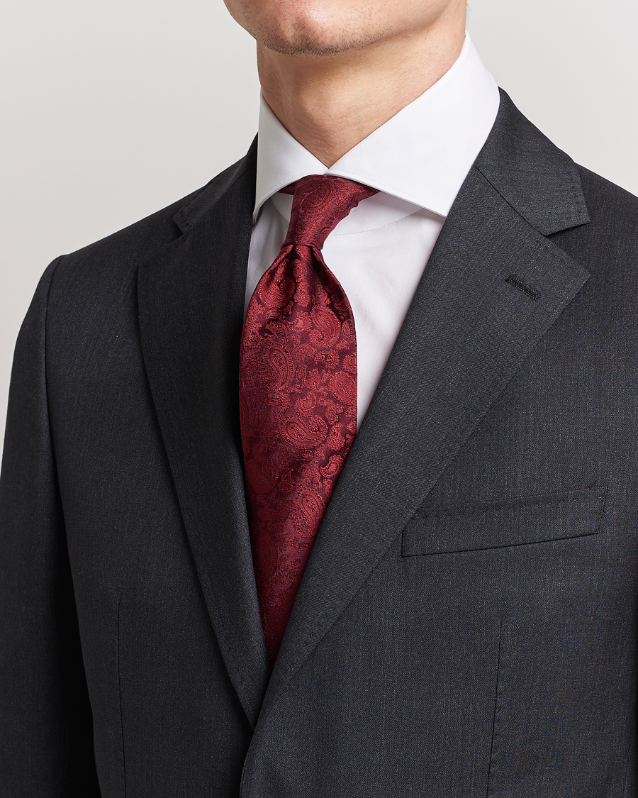 Herre | Assesoarer | Amanda Christensen | Silk Tonal Paisley Tie 8 cm Wine