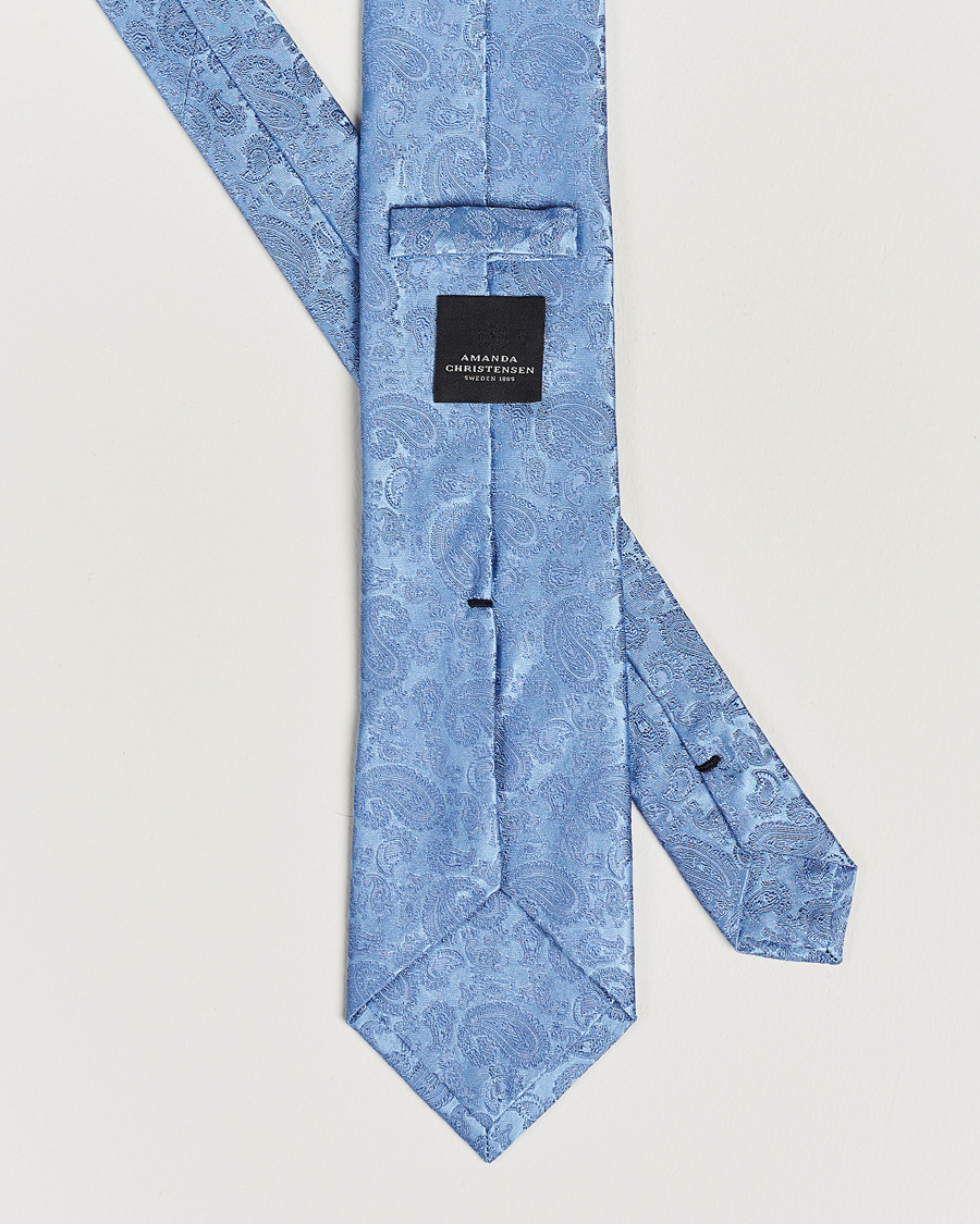 Herre | Slips | Amanda Christensen | Silk Tonal Paisley Tie 8 cm Sky Blue