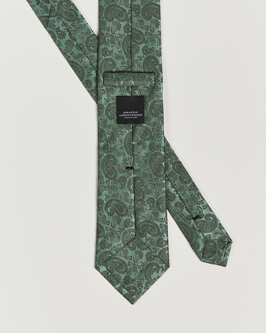 Herre | Amanda Christensen Silk Tonal Paisley Tie 8 cm Olive | Amanda Christensen | Silk Tonal Paisley Tie 8 cm Olive