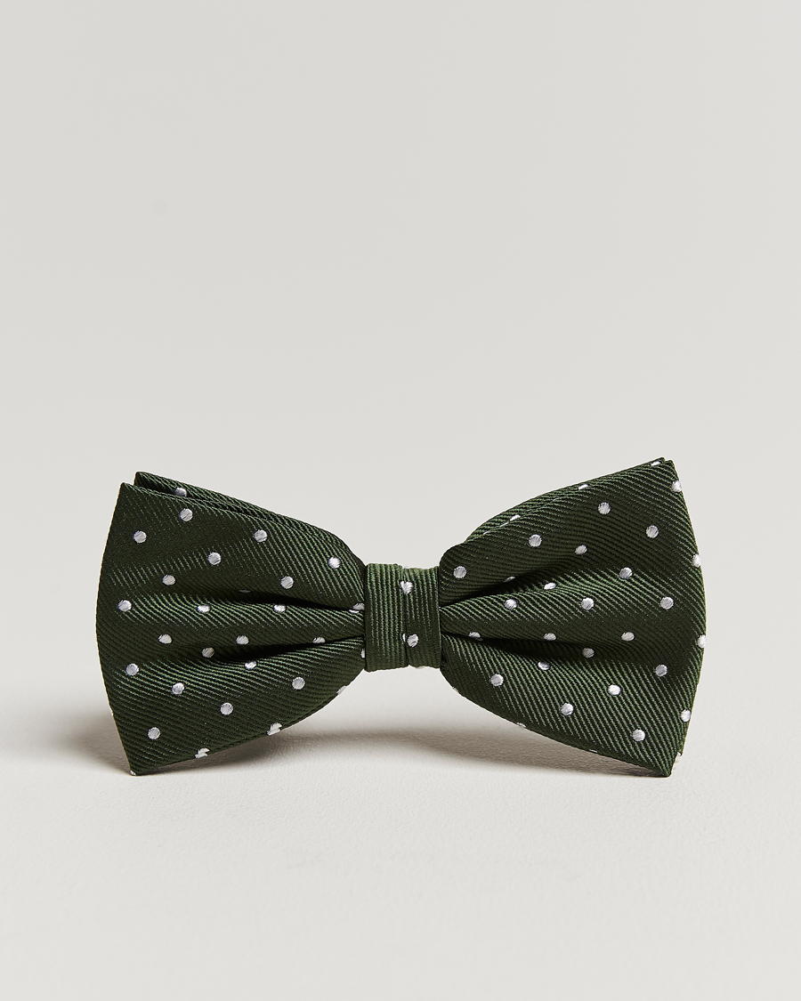 Herre | Amanda Christensen Dot Pre Tie Silk Olive/White | Amanda Christensen | Dot Pre Tie Silk Olive/White