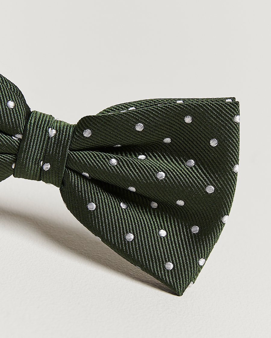 Herre | Amanda Christensen Dot Pre Tie Silk Olive/White | Amanda Christensen | Dot Pre Tie Silk Olive/White