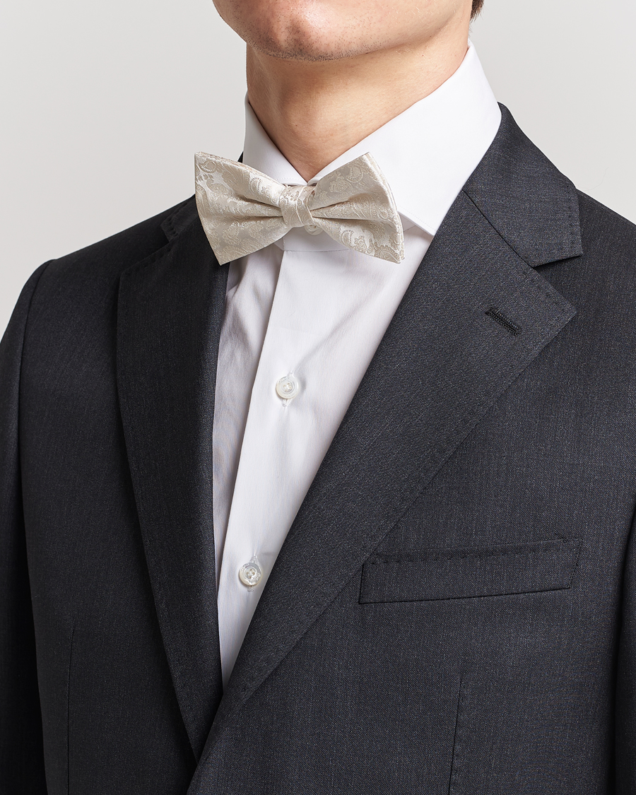 Men | Bow Ties | Amanda Christensen | Tonal Paisley Pre Tie Silk Cream