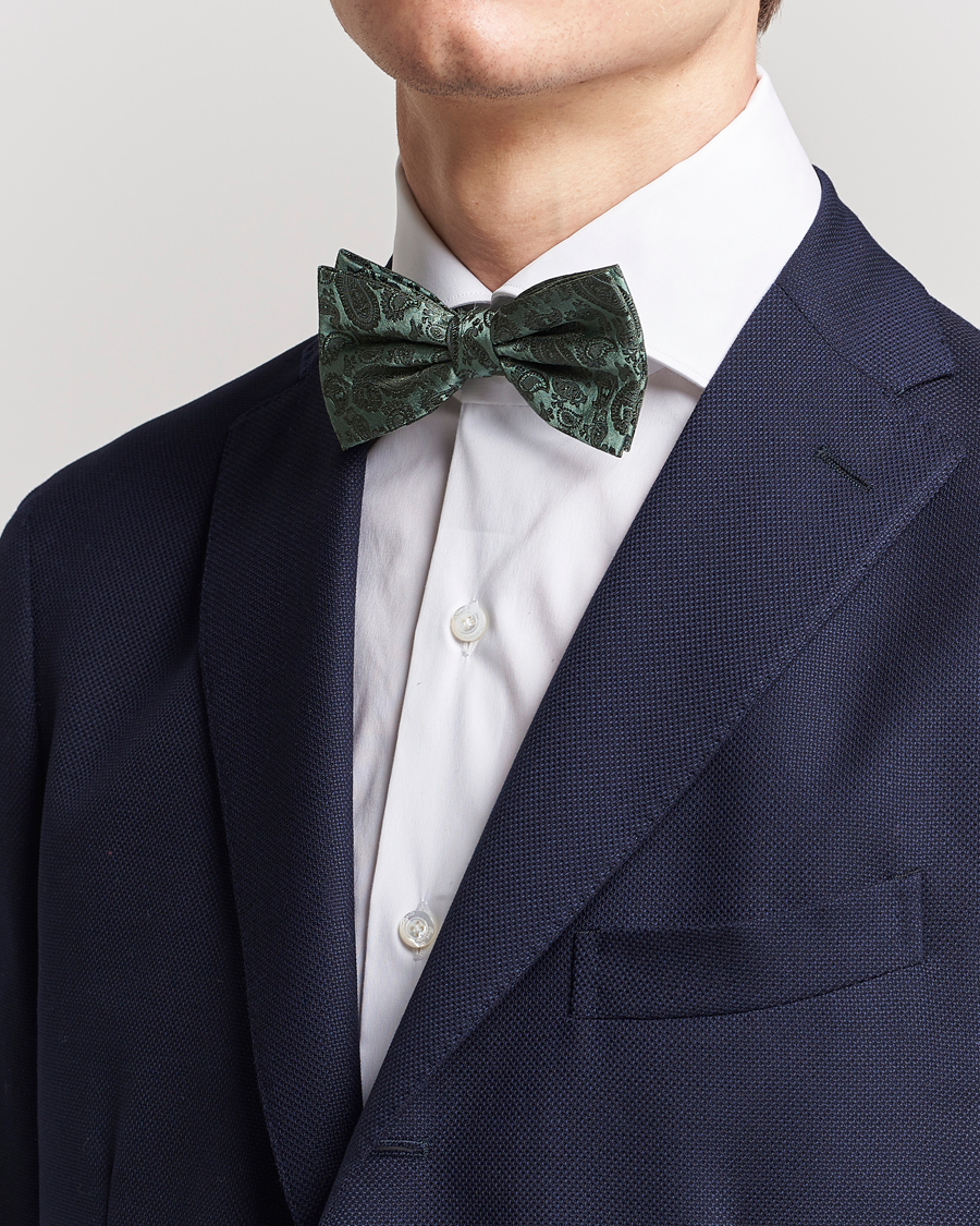 Herre | Amanda Christensen Tonal Paisley Pre Tie Silk Olive | Amanda Christensen | Tonal Paisley Pre Tie Silk Olive