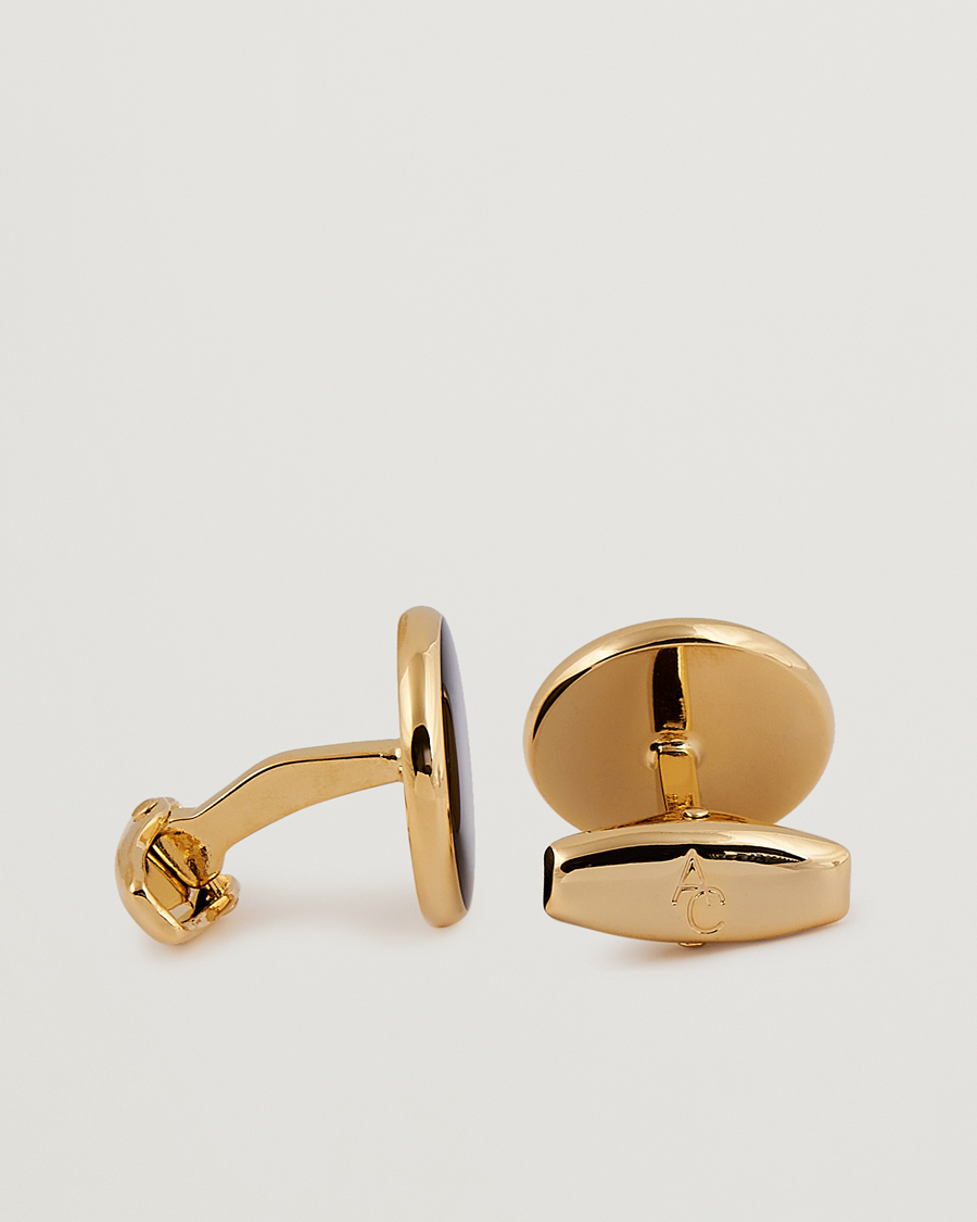 Herre | Black Tie | Amanda Christensen | Cufflink & Shirt Studs Set Black/Gold