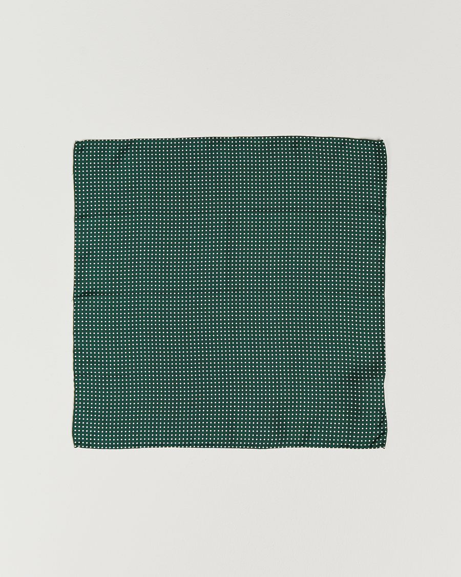Herre | Lommeklude | Amanda Christensen | Handkerchief Dot Silk Bottle Green