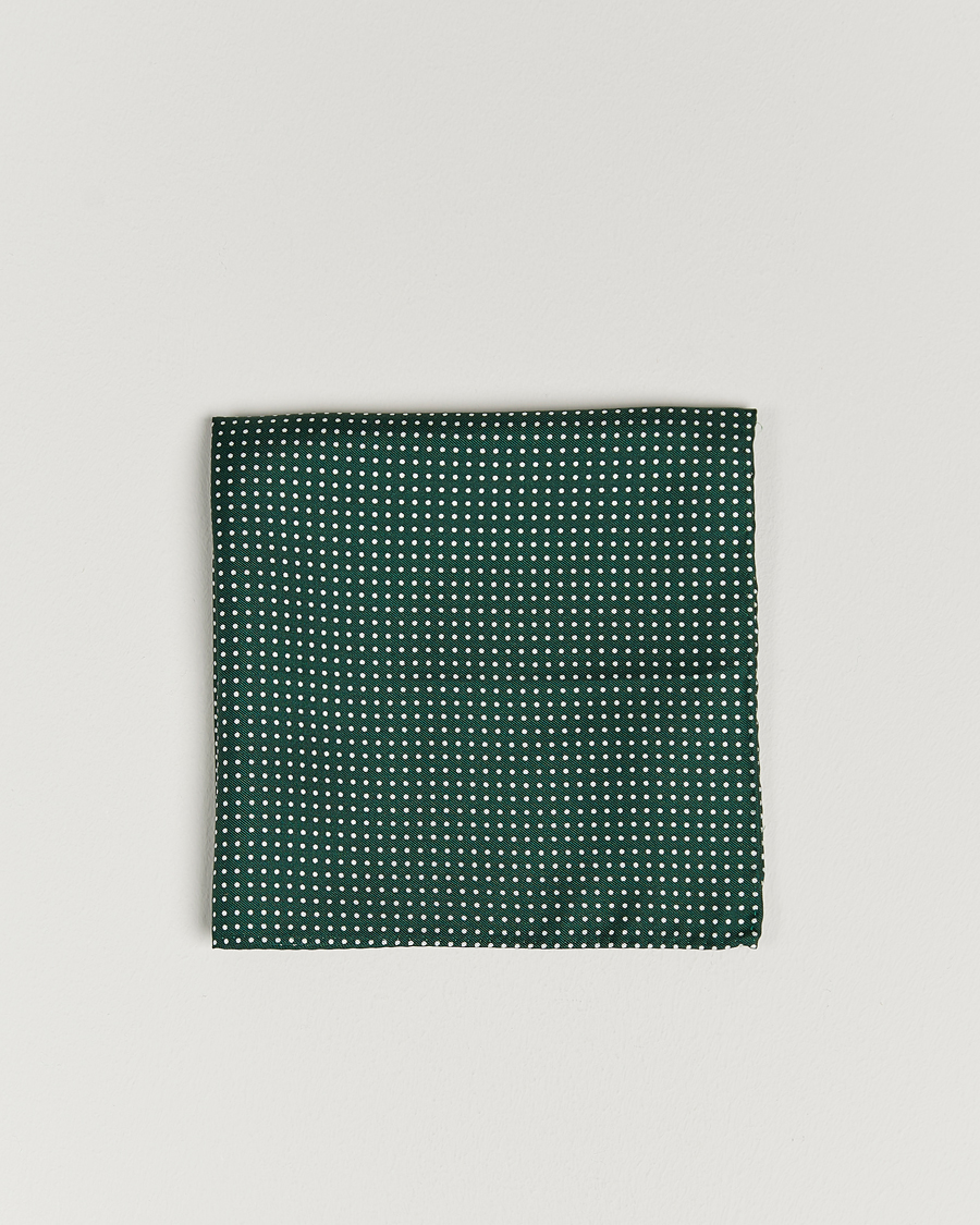 Herre | Lommeklude | Amanda Christensen | Handkerchief Dot Silk Bottle Green