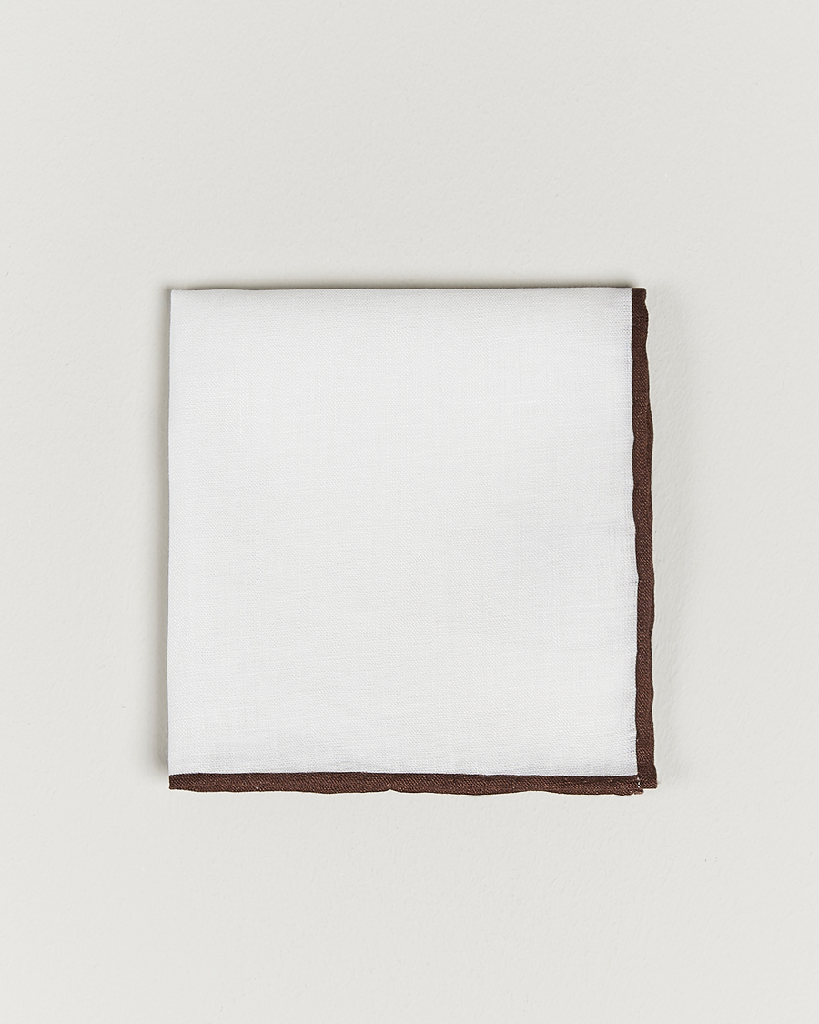 Herre | Lommeklude | Amanda Christensen | Linen Paspoal Pocket Square White/Brown