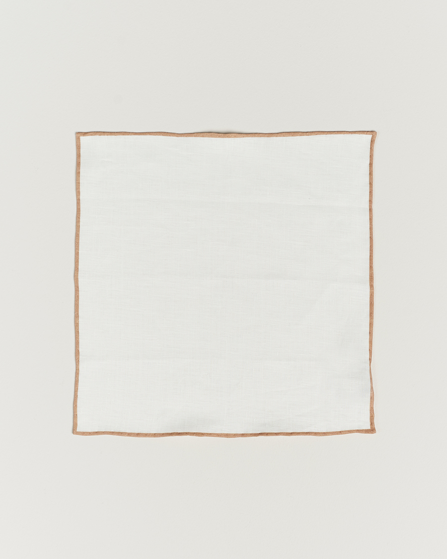 Herre | Lommeklude | Amanda Christensen | Linen Paspoal Pocket Square Sand/White
