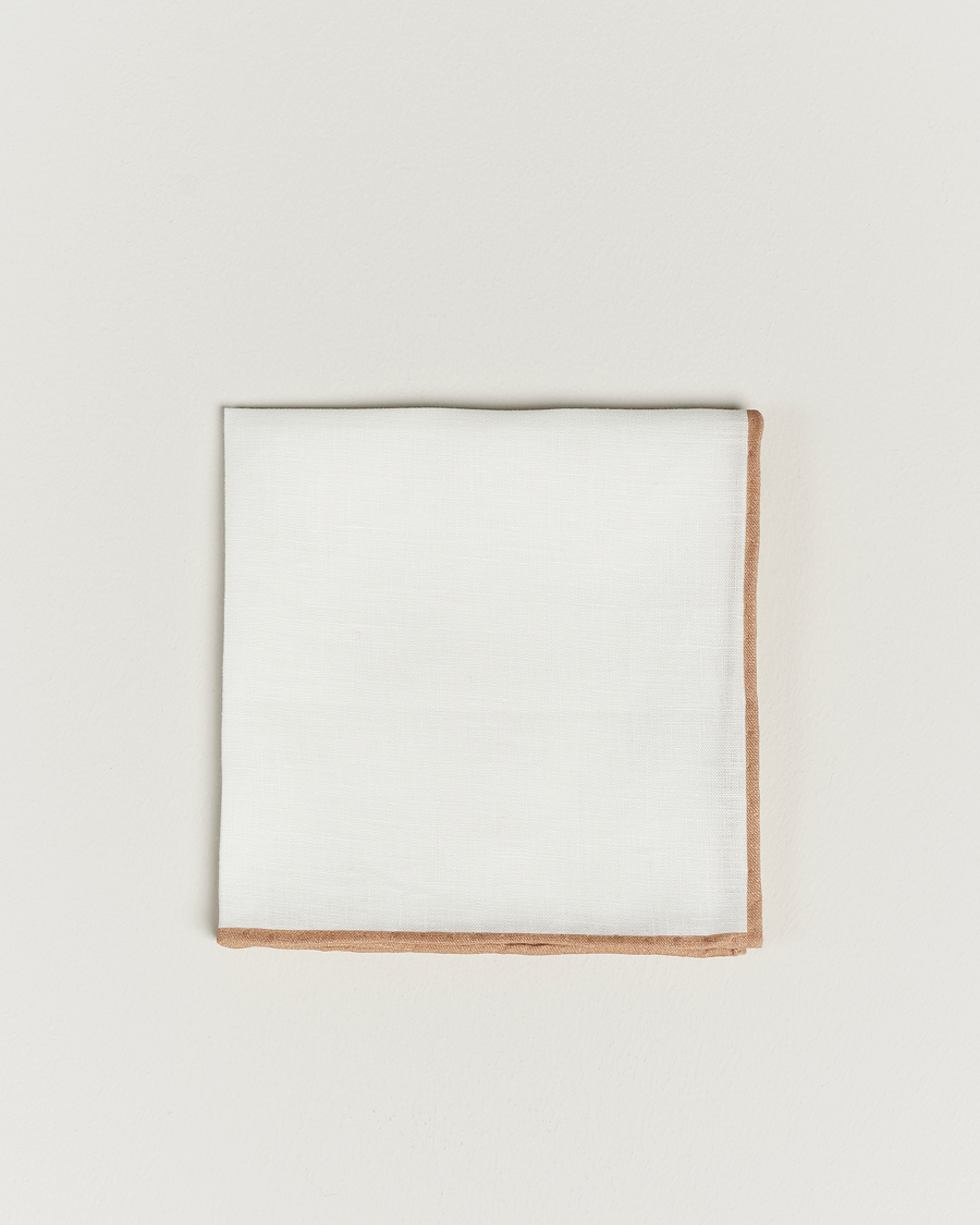 Herre | Lommeklude | Amanda Christensen | Linen Paspoal Pocket Square Sand/White