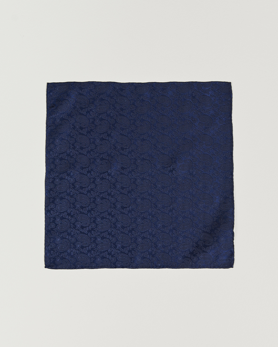 Herre | Lommeklude | Amanda Christensen | Tonal Paisley Silk Pocket Square Navy