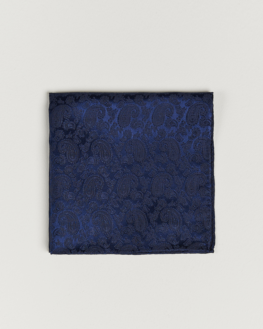 Herre | Lommeklude | Amanda Christensen | Tonal Paisley Silk Pocket Square Navy