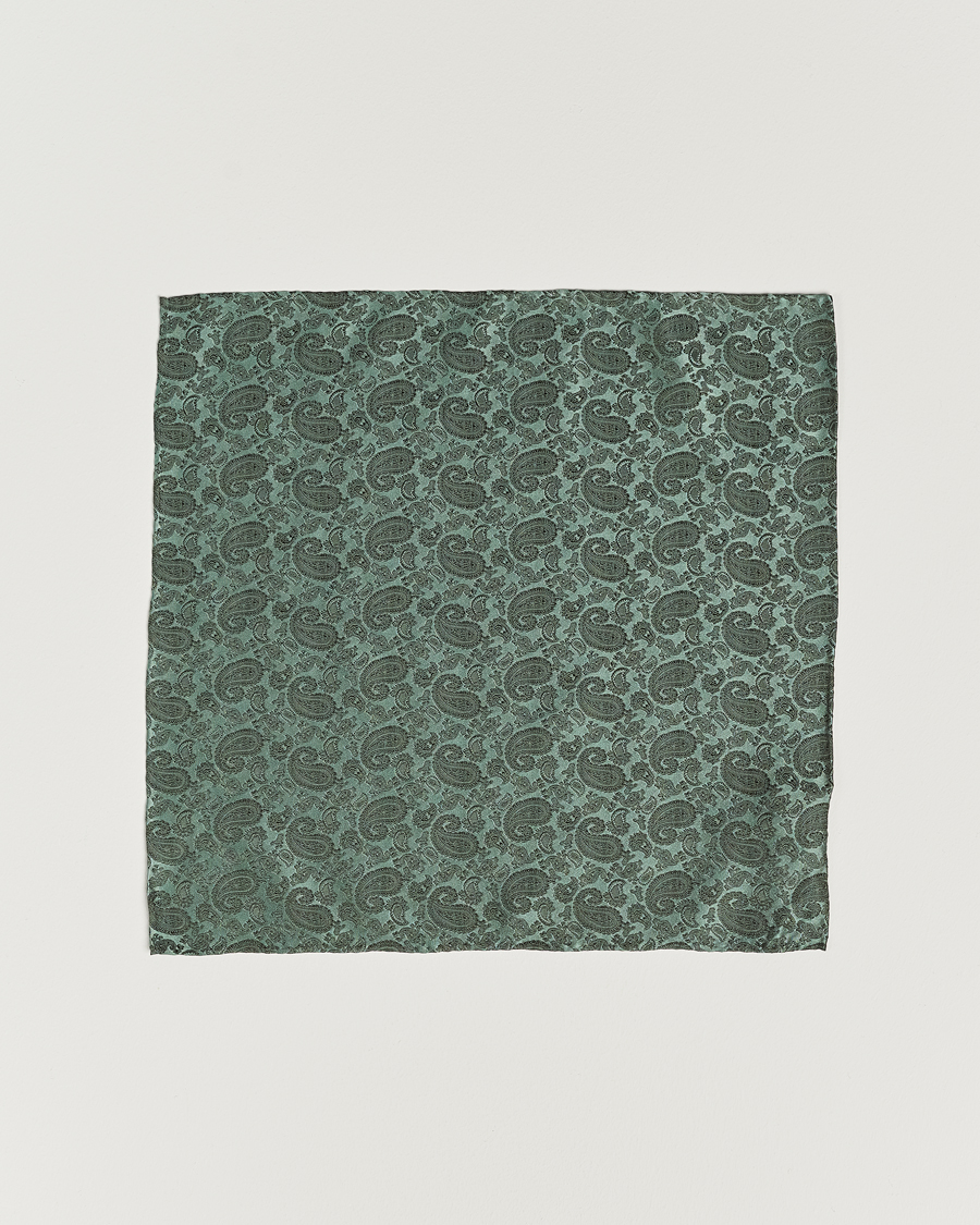 Herre | Lommeklude | Amanda Christensen | Tonal Paisley Silk Pocket Square Olive