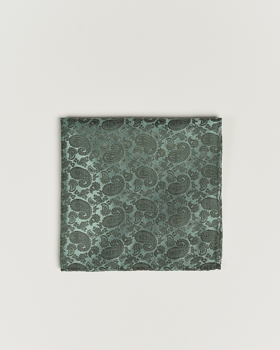 Herre | Lommeklude | Amanda Christensen | Tonal Paisley Silk Pocket Square Olive
