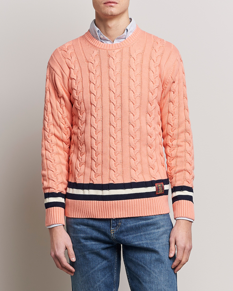 Herre | Trøjer | Baracuta | Cotton Cable Crew Neck Flamingo