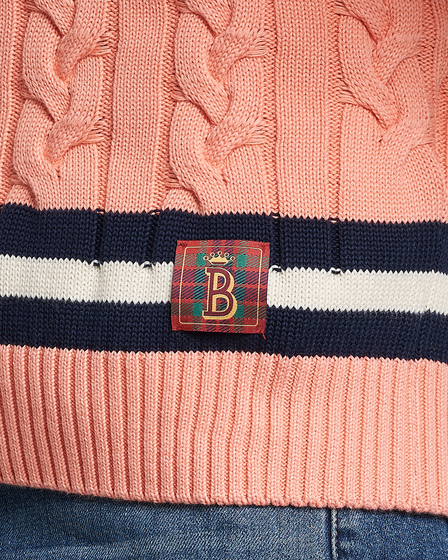 Herre | Trøjer | Baracuta | Cotton Cable Crew Neck Flamingo