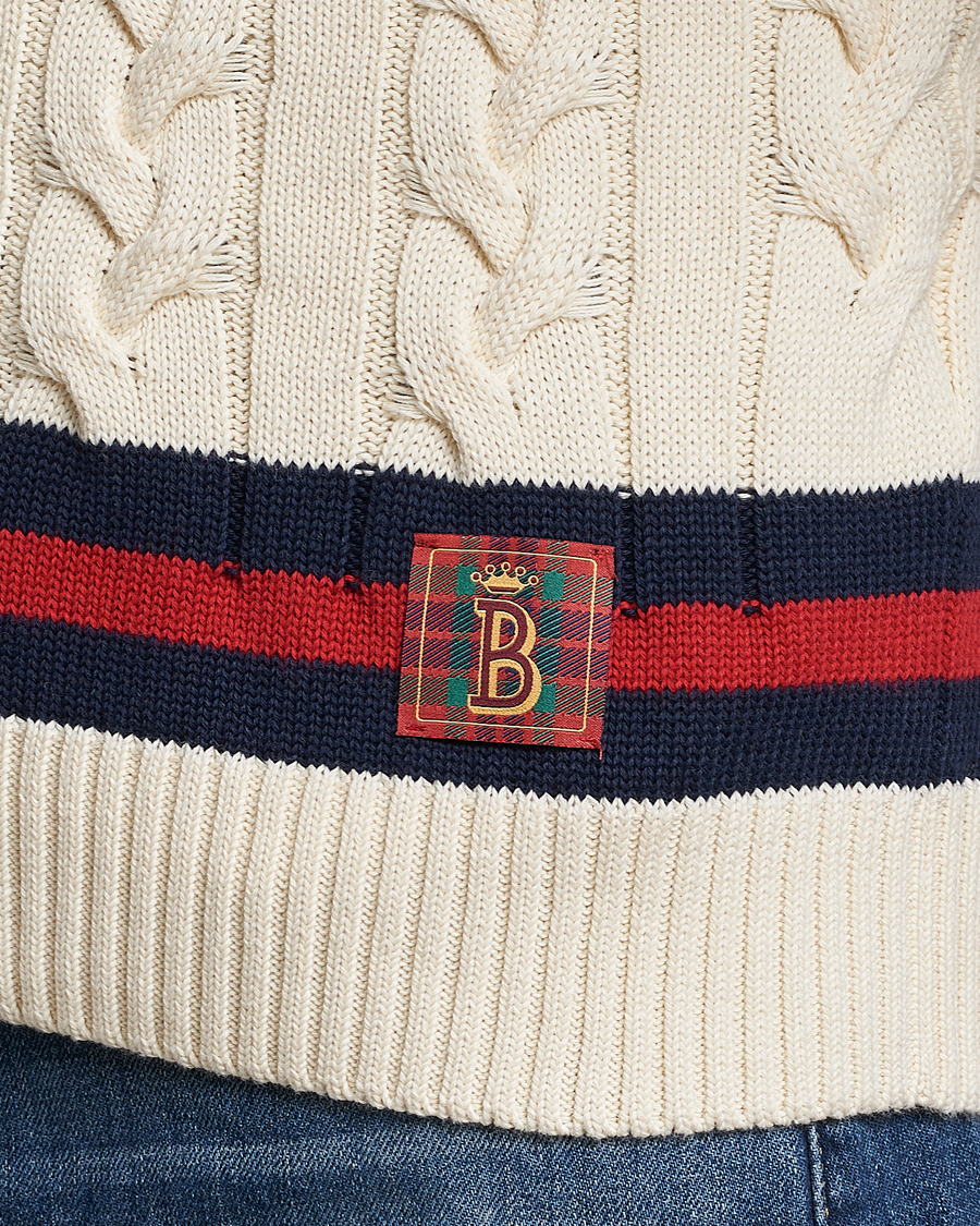 Herre | Trøjer | Baracuta | Cotton Cable Crew Neck Off White