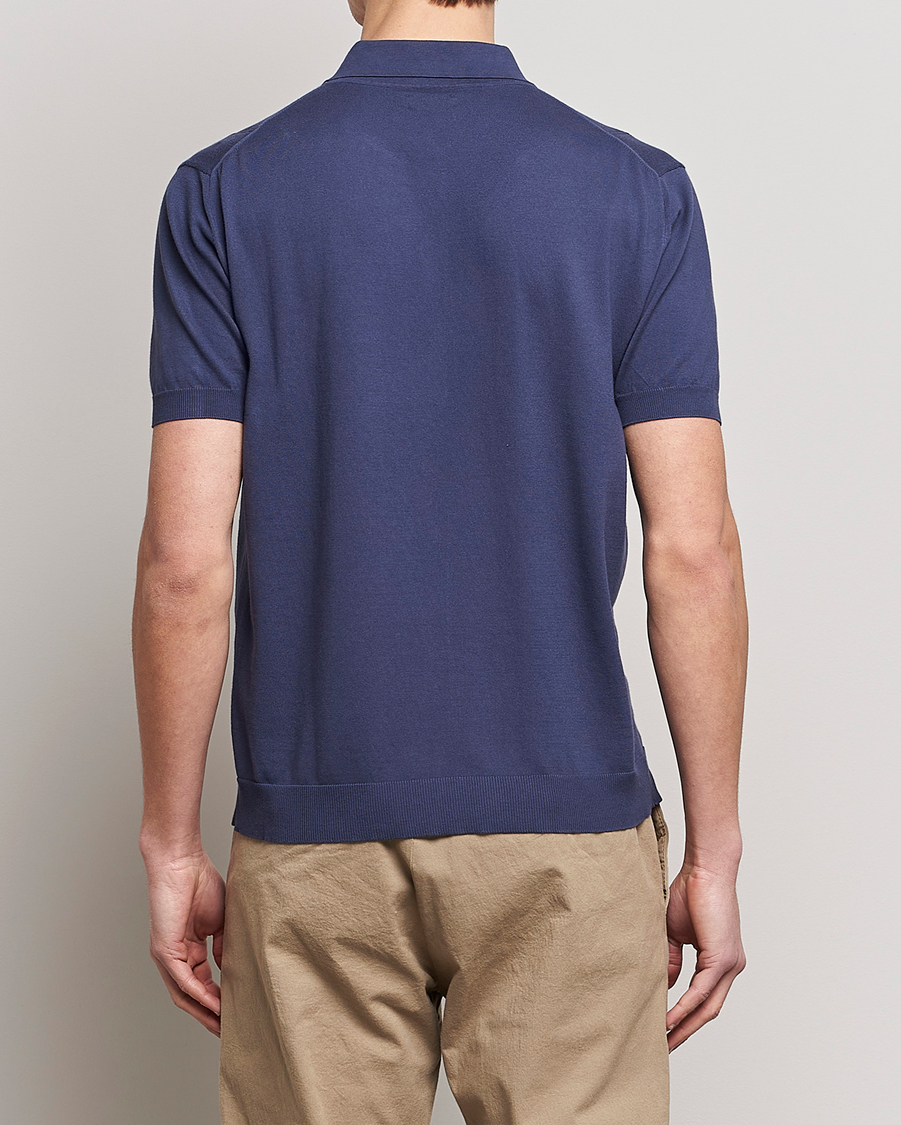 Herre | Polotrøjer | Baracuta | Horatio Cotton Garment Dyed Knitted Polo Shirt Navy