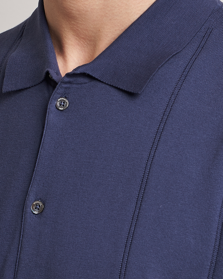 Herre | Polotrøjer | Baracuta | Horatio Cotton Garment Dyed Knitted Polo Shirt Navy