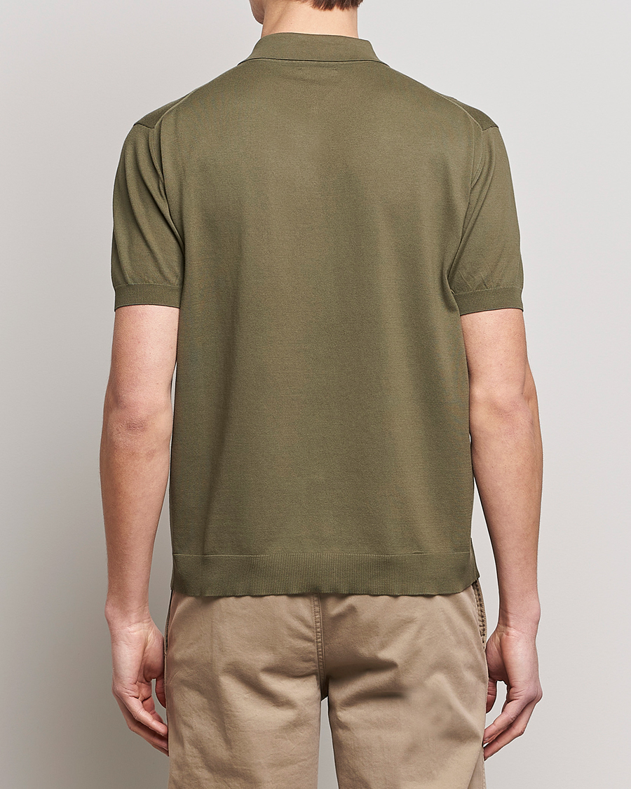 Herre | Polotrøjer | Baracuta | Horatio Cotton Garment Dyed Knitted Polo Shirt Olive