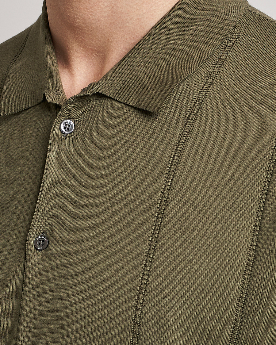 Herre | Polotrøjer | Baracuta | Horatio Cotton Garment Dyed Knitted Polo Shirt Olive