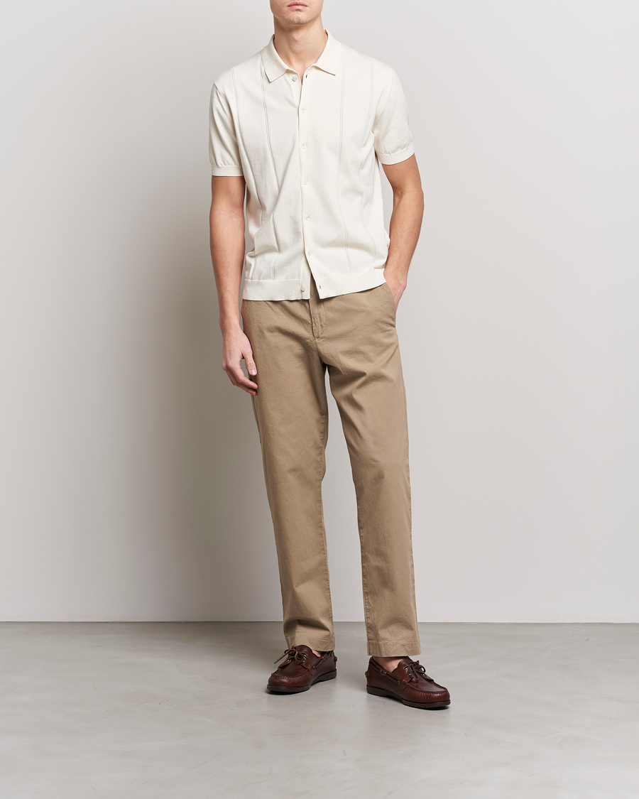 Herre | Polotrøjer | Baracuta | Horatio Cotton Garment Dyed Knitted Polo Shirt Ivory