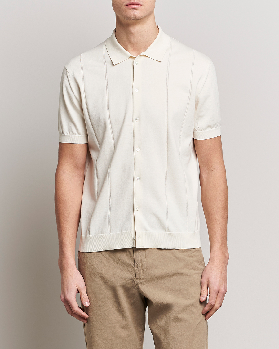 Herre | Polotrøjer | Baracuta | Horatio Cotton Garment Dyed Knitted Polo Shirt Ivory
