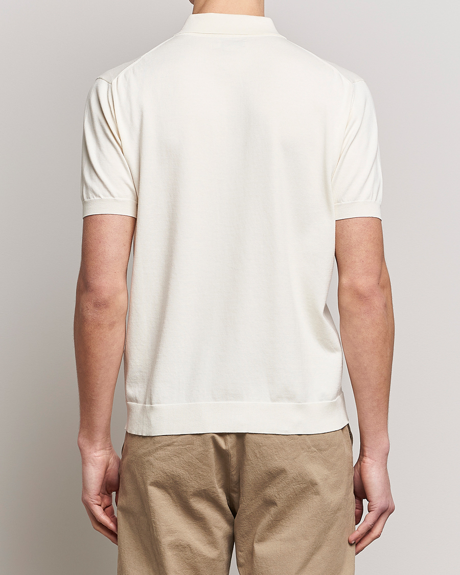 Herre | Polotrøjer | Baracuta | Horatio Cotton Garment Dyed Knitted Polo Shirt Ivory