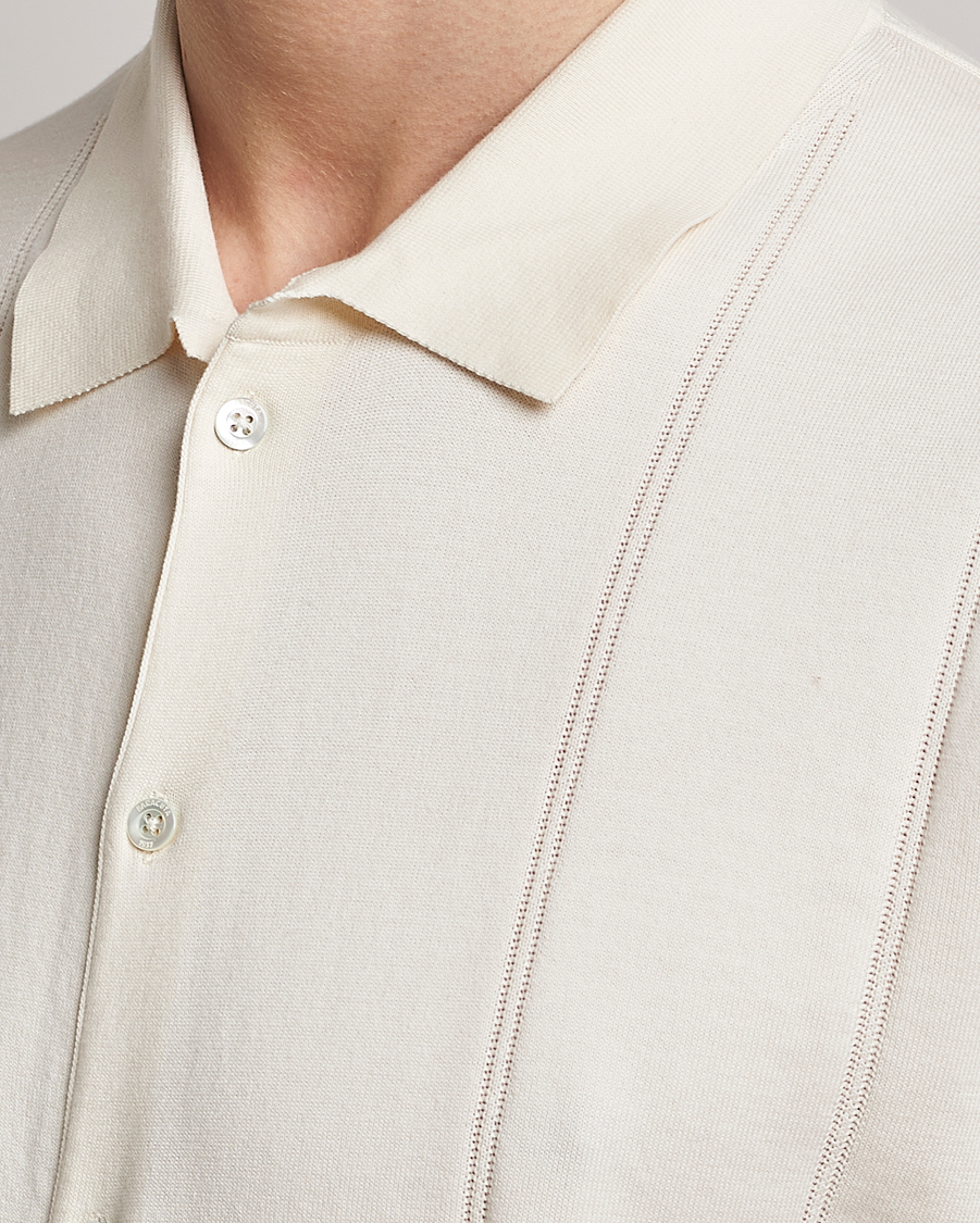 Herre | Polotrøjer | Baracuta | Horatio Cotton Garment Dyed Knitted Polo Shirt Ivory