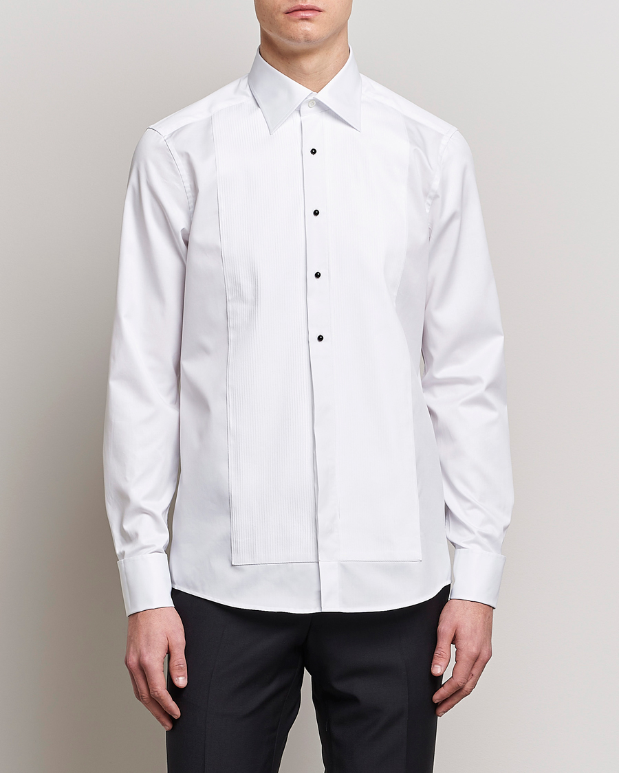 Herre | Skjorter | Stenströms | Slimline Open Smoking Shirt White