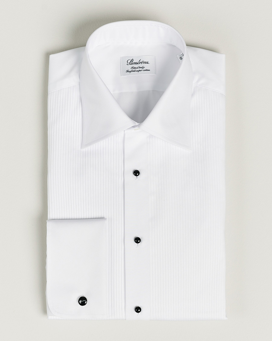 Herr |  | Stenströms | Fitted Body Open Smoking Shirt White