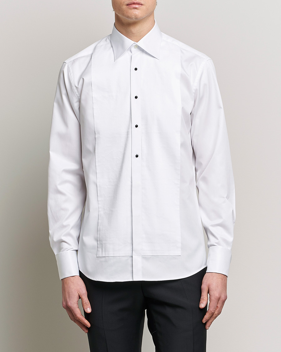 Herre |  | Stenströms | Fitted Body Open Smoking Shirt White