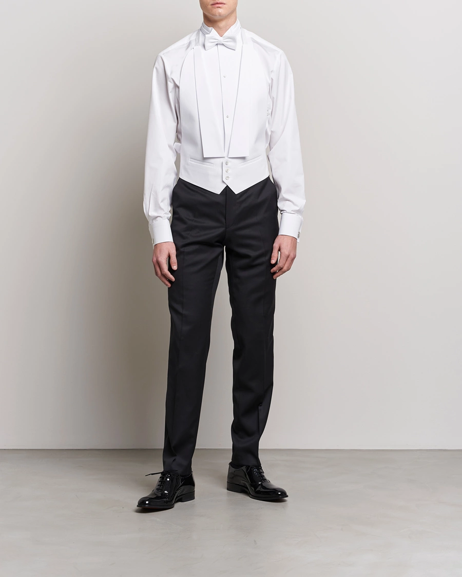 Herre | Black Tie | Stenströms | Fitted Body Stand Up Collar Evening Shirt White