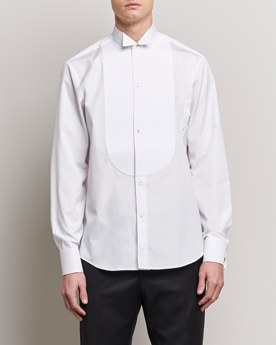 Herre | Skjorter | Stenströms | Fitted Body Stand Up Collar Evening Shirt White