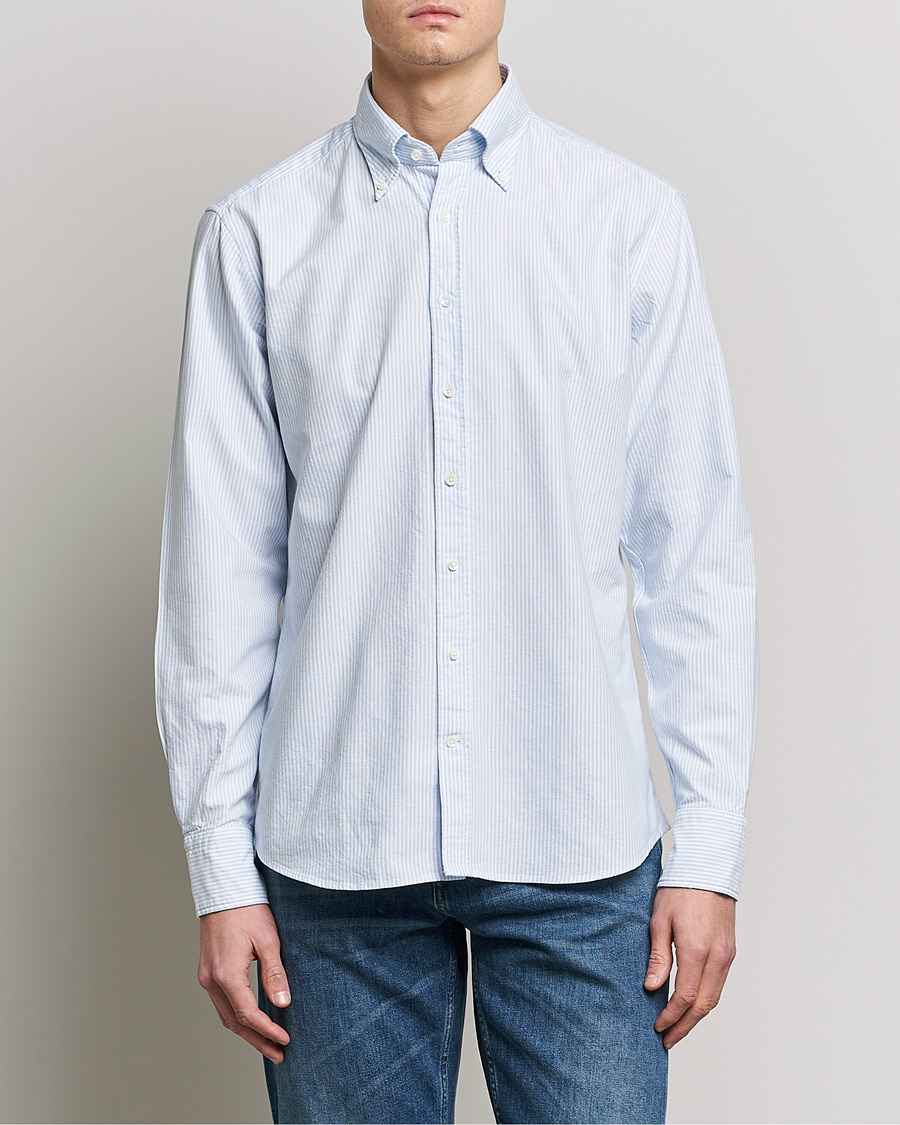 Herre | Casual | Stenströms | Fitted Body Oxford Shirt Blue/White