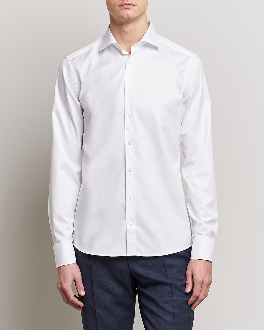Herre | Skjorter | Stenströms | Superslim Double Cuff Cotton Shirt White