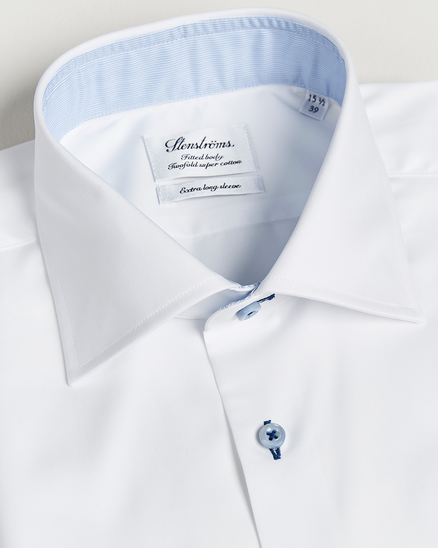 Herre | Businesskjorter | Stenströms | Fitted Body X-Long Sleeve Contrast Shirt White