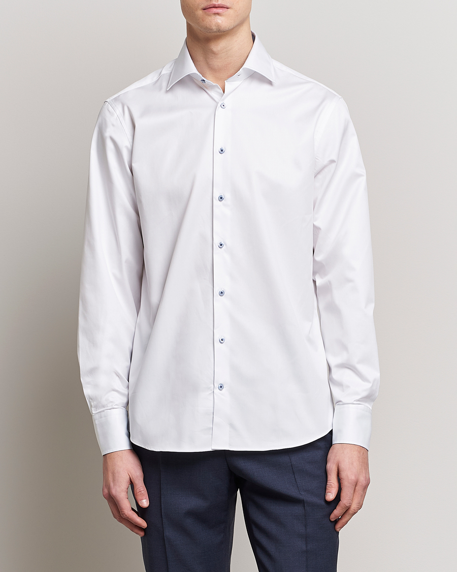 Herre | Formelle | Stenströms | Fitted Body Contrast Cut Away Shirt White