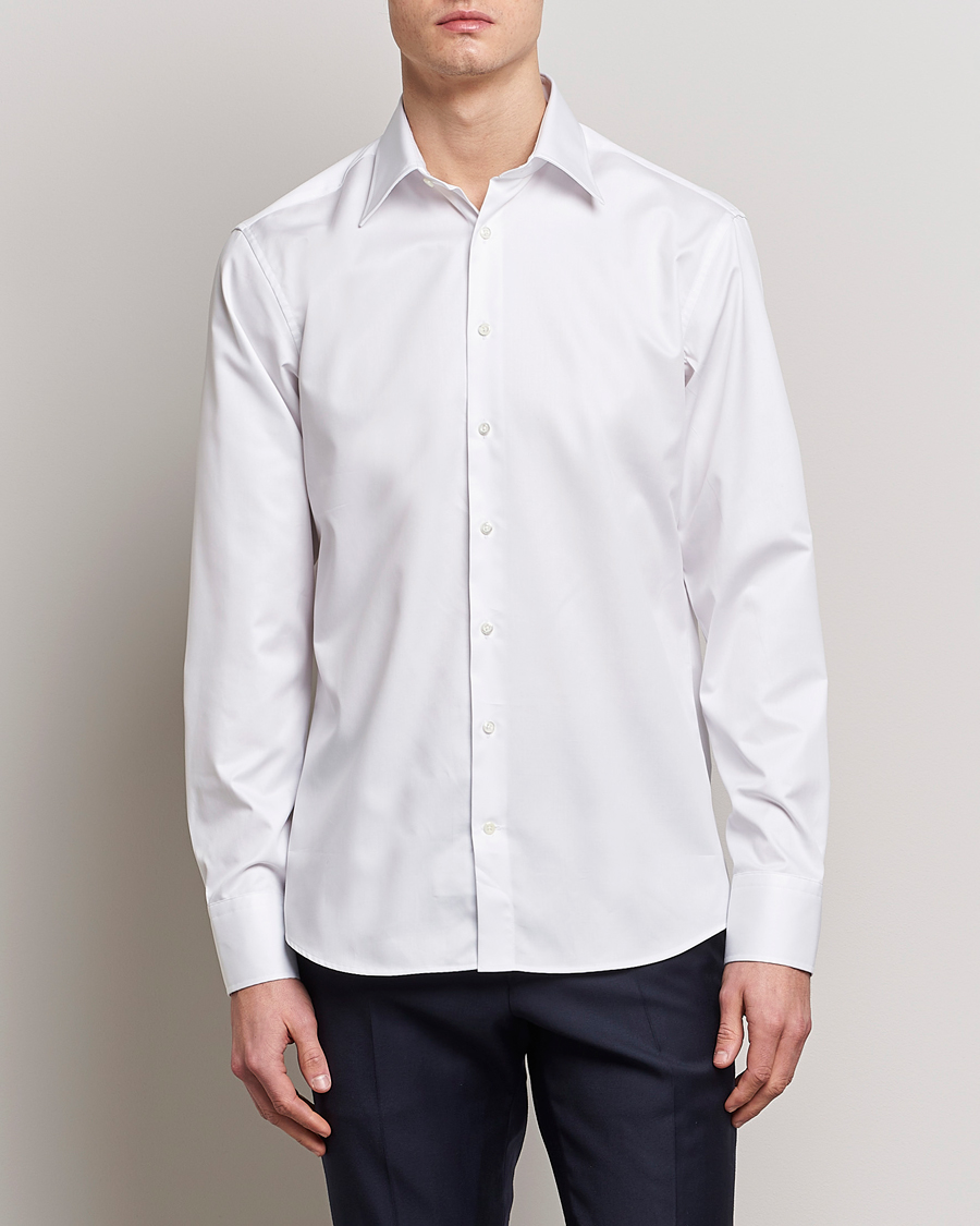 Herre | Businesskjorter | Stenströms | Fitted Body Kent Collar Shirt White