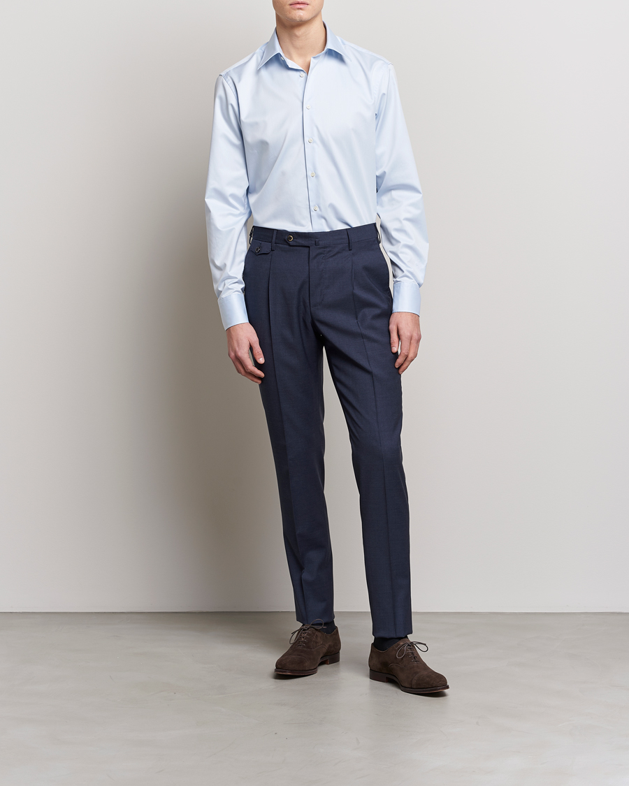 Herre | Formelle | Stenströms | Fitted Body Kent Collar Shirt Light Blue