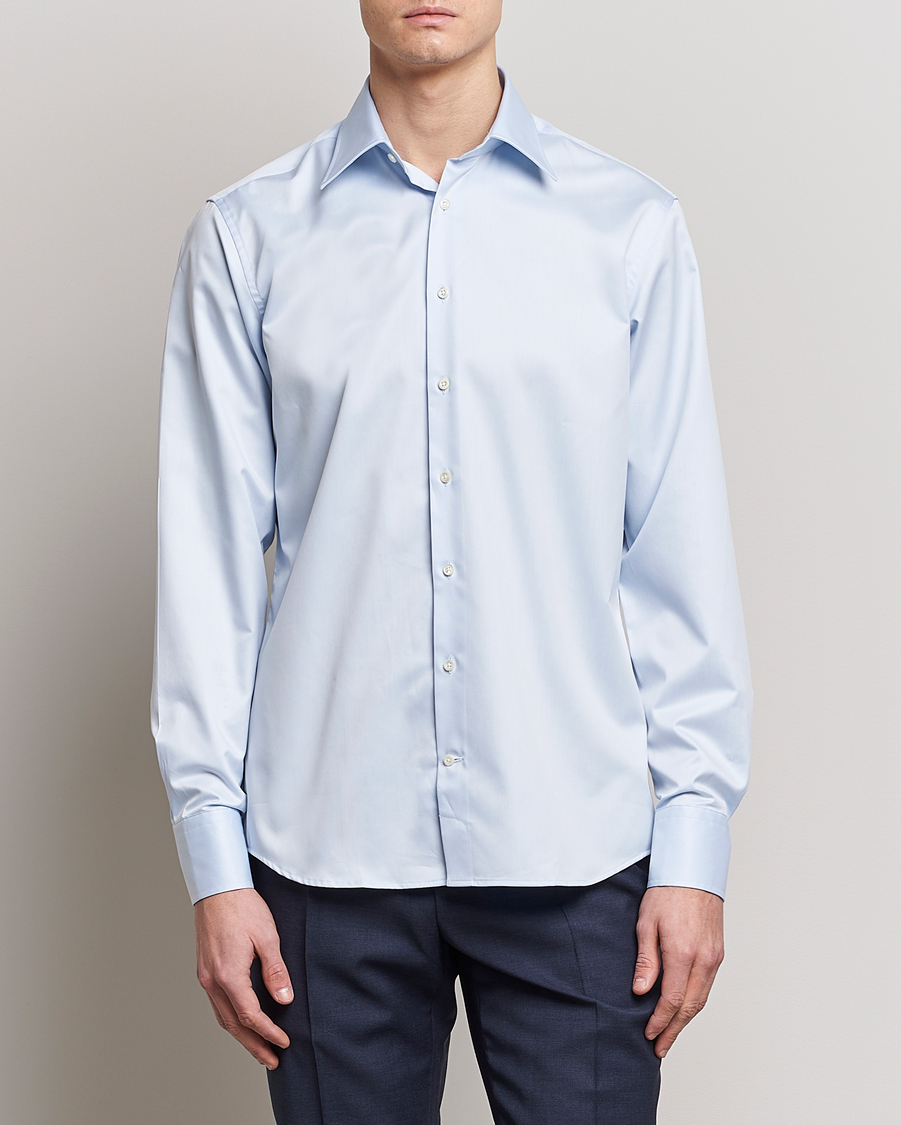 Herre | Business & Beyond | Stenströms | Fitted Body Kent Collar Shirt Light Blue