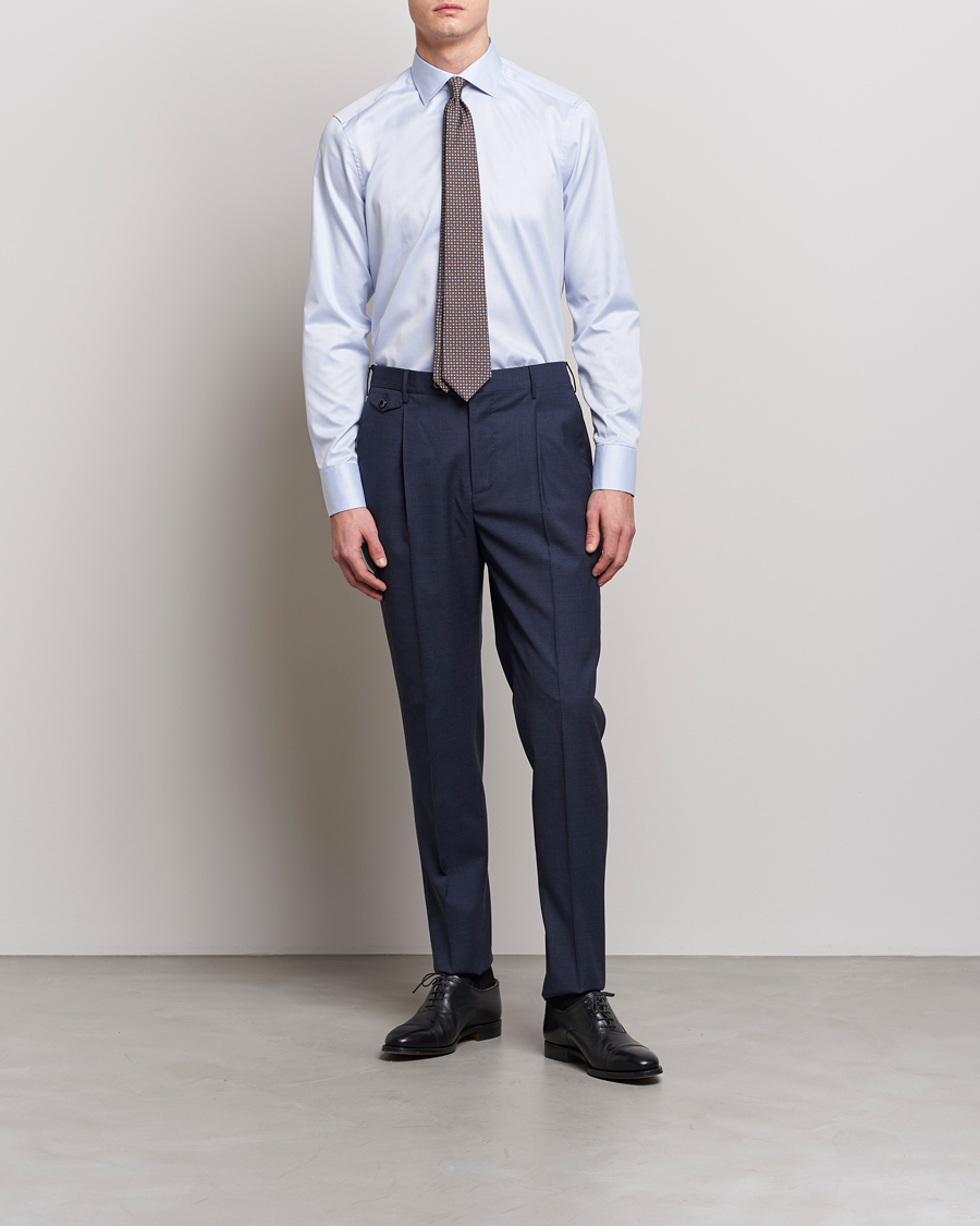 Herre | Formelle | Stenströms | Slimline Twofold Stretch Shirt Light Blue