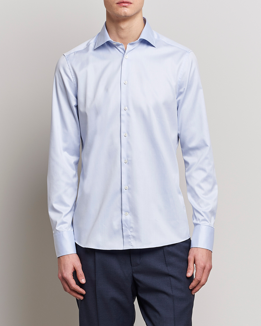 Herre | Businesskjorter | Stenströms | Slimline Twofold Stretch Shirt Light Blue