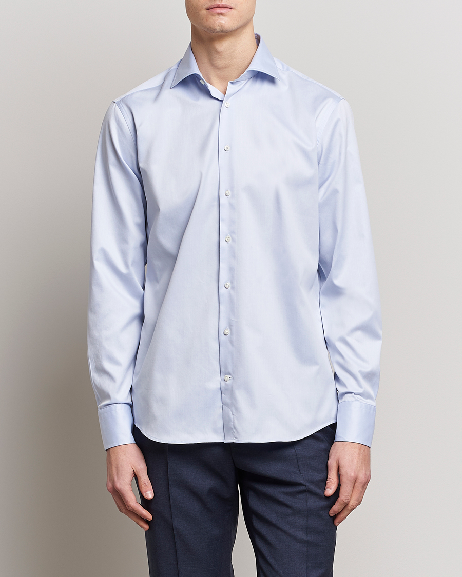 Herre | Businesskjorter | Stenströms | Fitted Body Twofold Stretch Shirt Light Blue