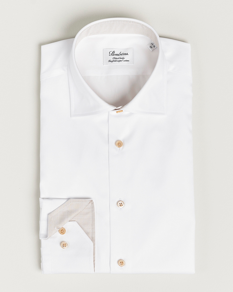 Stenströms Slimline Contrast Cotton Shirt - CareOfCarl.dk