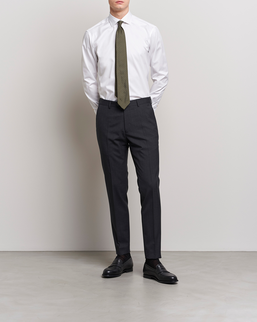 Herr |  | Stenströms | Slimline Contrast Cotton Shirt White