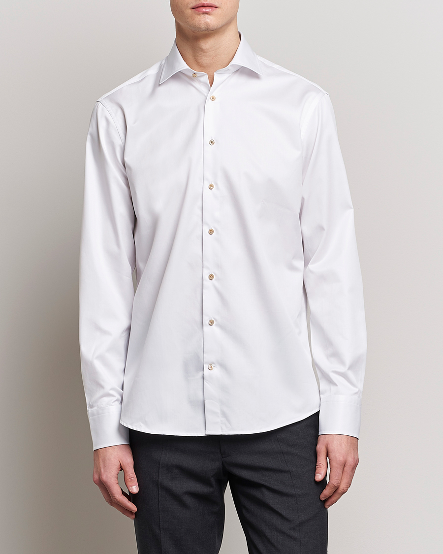 Herre |  | Stenströms | Slimline Contrast Cotton Shirt White