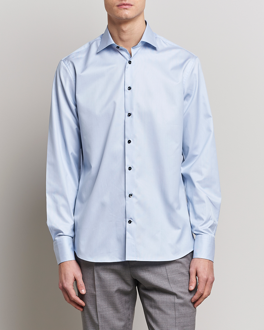 Herre | Formelle | Stenströms | Fitted Body Contrast Cotton Shirt White/Blue