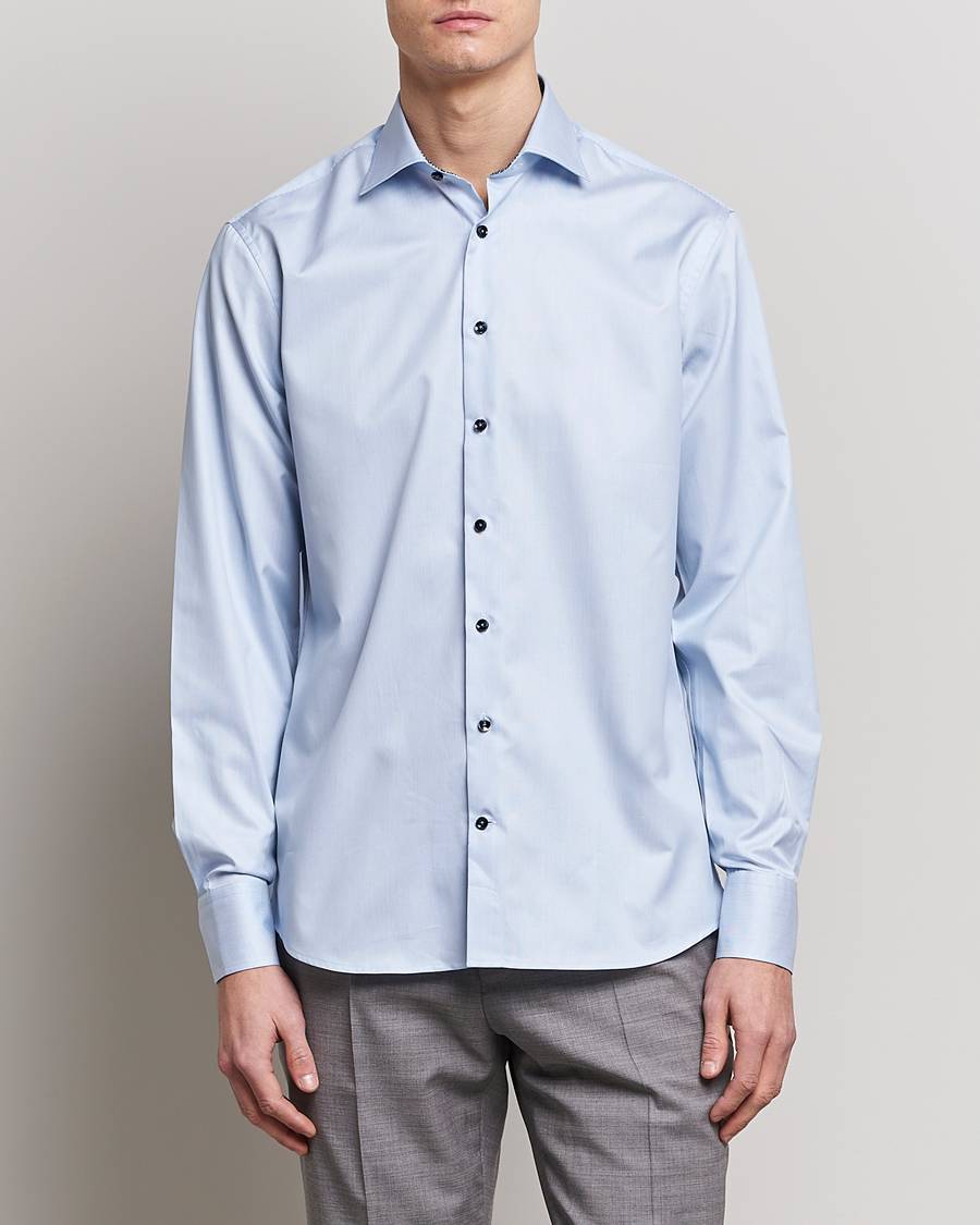 Herre | Afdelinger | Stenströms | Fitted Body Contrast Cotton Shirt White/Blue